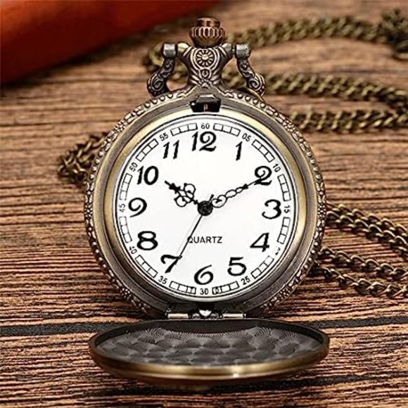New bronzed semi truck pocket watch on removable chain - Picture 4 of 5